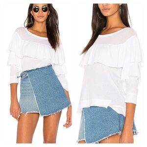 New Wilt Ruffle Shifted Sweatshirt in White